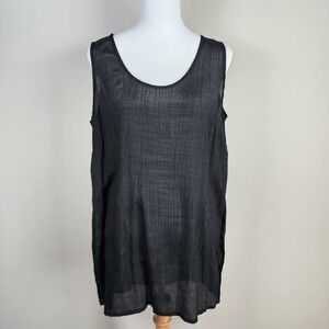 Piccadilly Sheer Tunic Long Blouse Womens Large Black‎ Goth Whimsigoth Tank Top